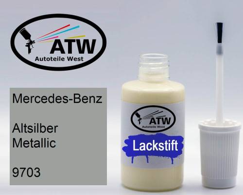 Mercedes-Benz, Altsilber Metallic, 9703: 20ml Lackstift, von ATW Autoteile West.